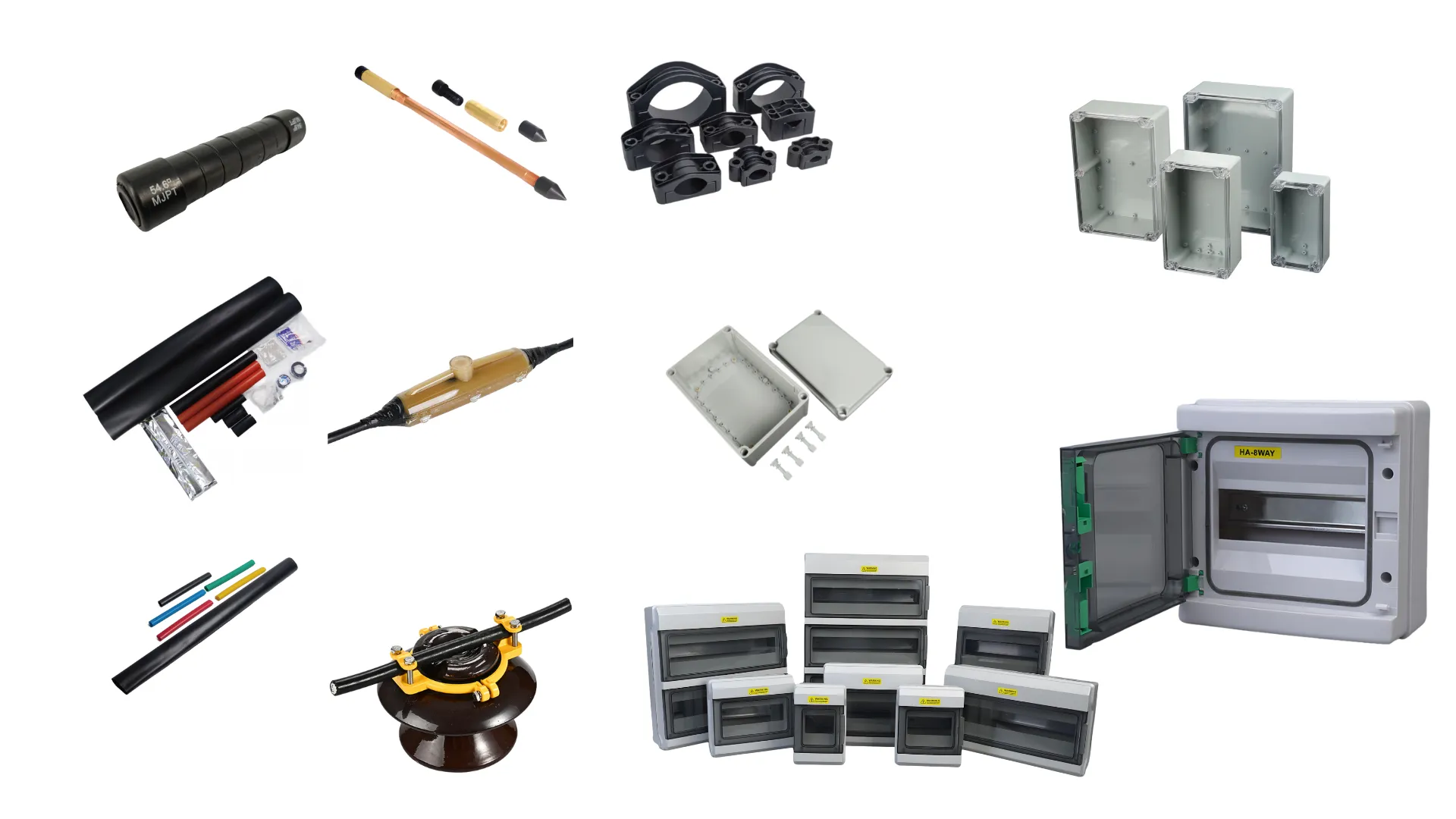 Image of various electrical cable accessories